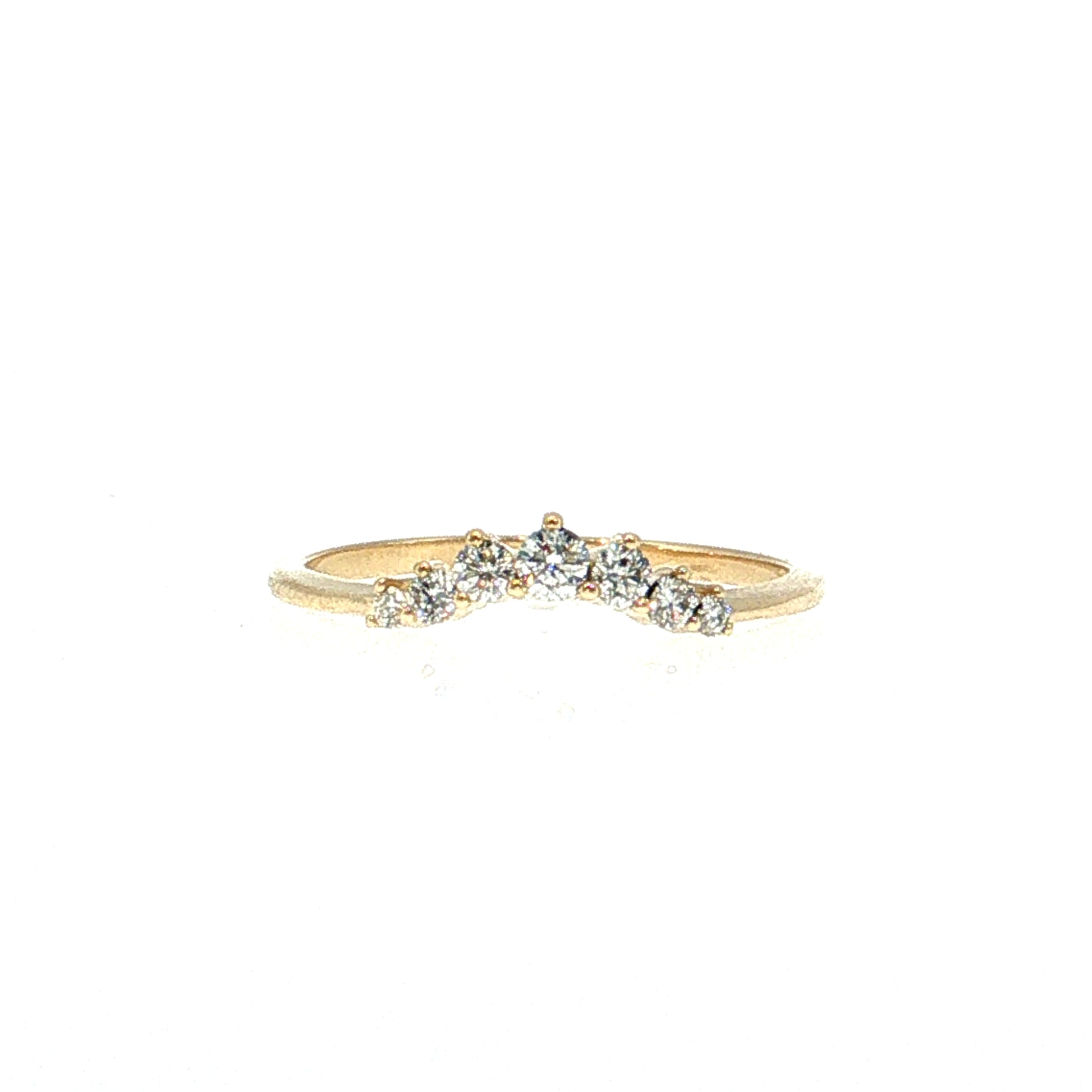 Contoured Diamond Tiara Wedding Band 14k Yellow Gold