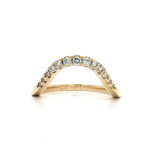 Contoured Diamond Wedding Band 14k Yellow Gold