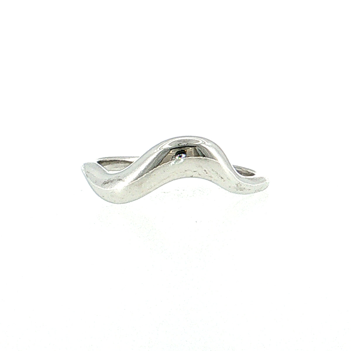 Contoured Stacking Wedding Band 14k White Gold