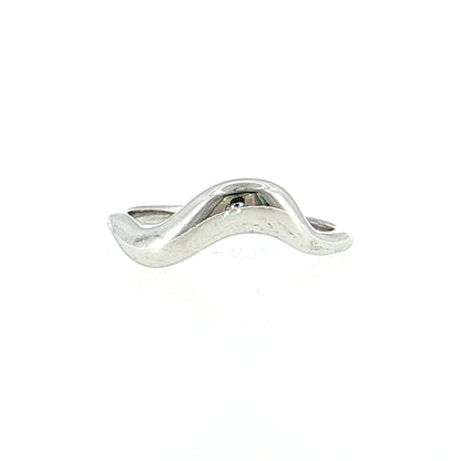 Contoured Stacking Wedding Band 14k White Gold