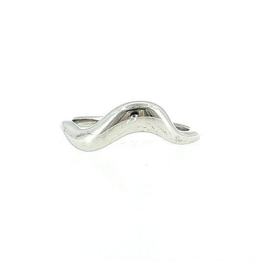 Contoured Stacking Wedding Band 14k White Gold
