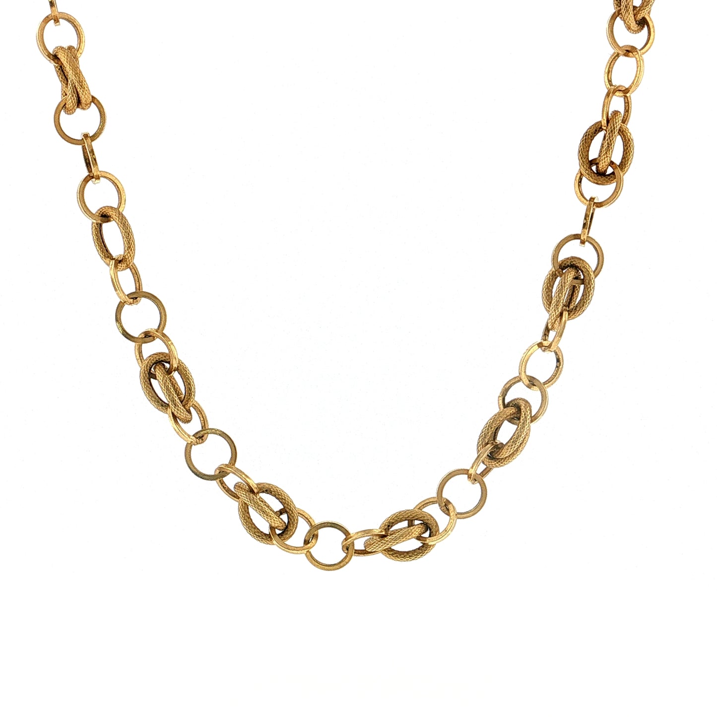Corletto Alternating Link Chain Necklace 18k Yellow Gold