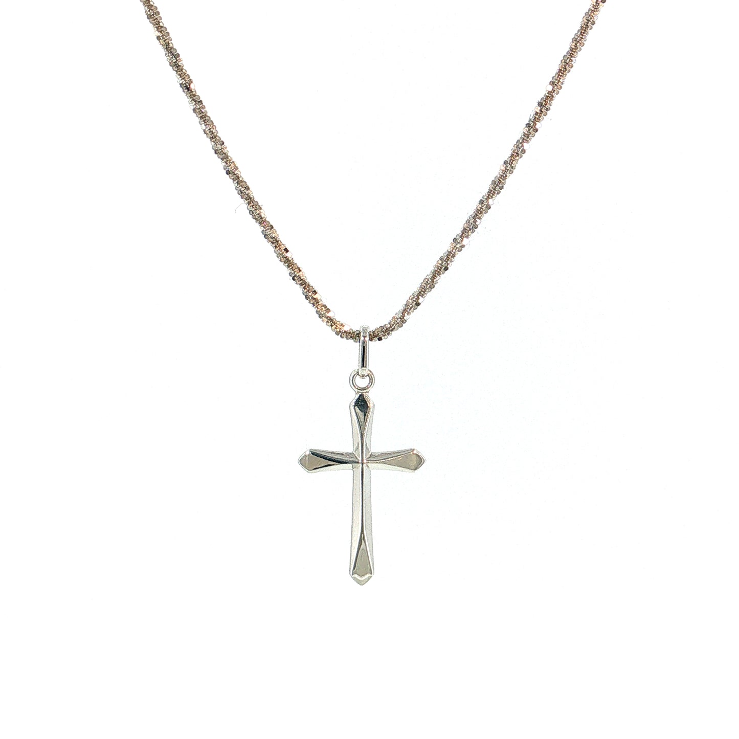 Cross Pendant Necklace 10k White Gold