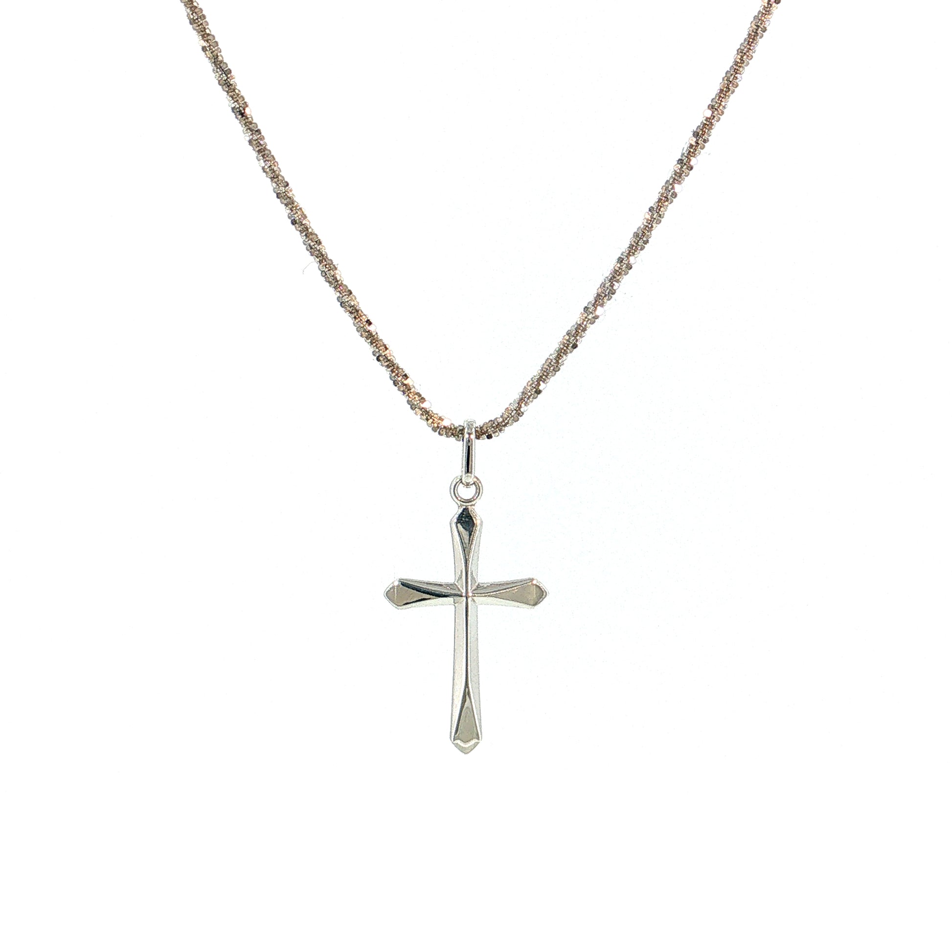 Cross Pendant Necklace 10k White Gold