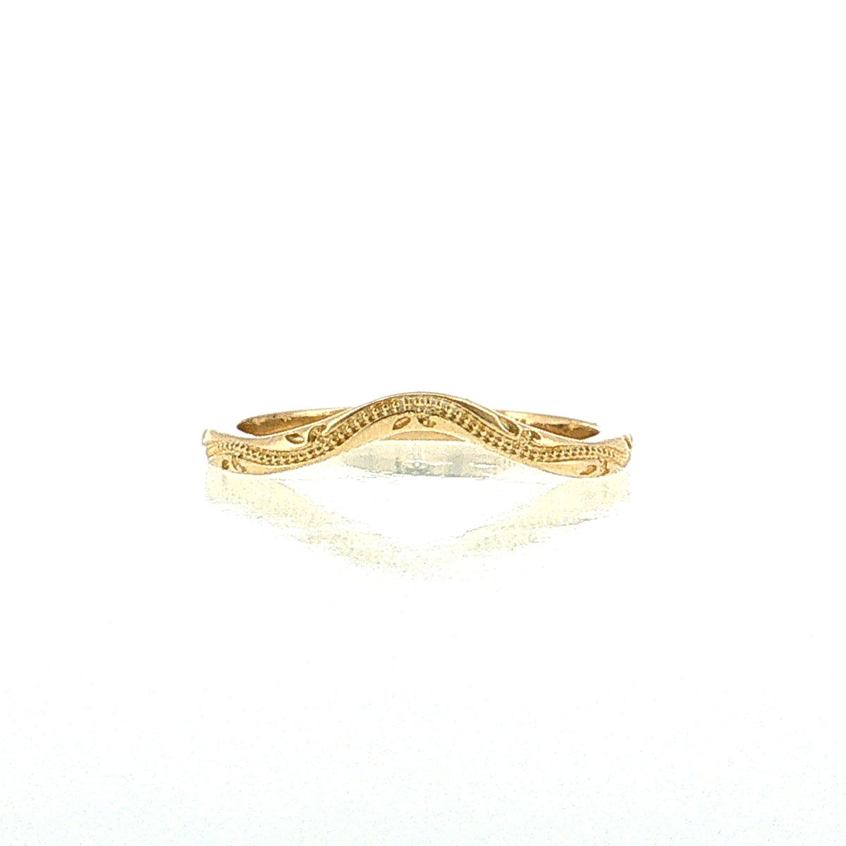 Curved Milgrain Stacking Band 14k Yellow Gold