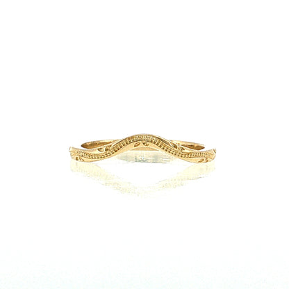 Curved Milgrain Stacking Band 14k Yellow Gold
