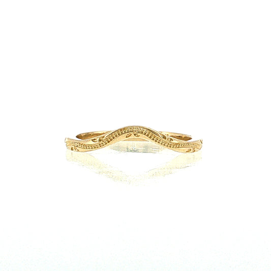 Curved Milgrain Stacking Band 14k Yellow Gold