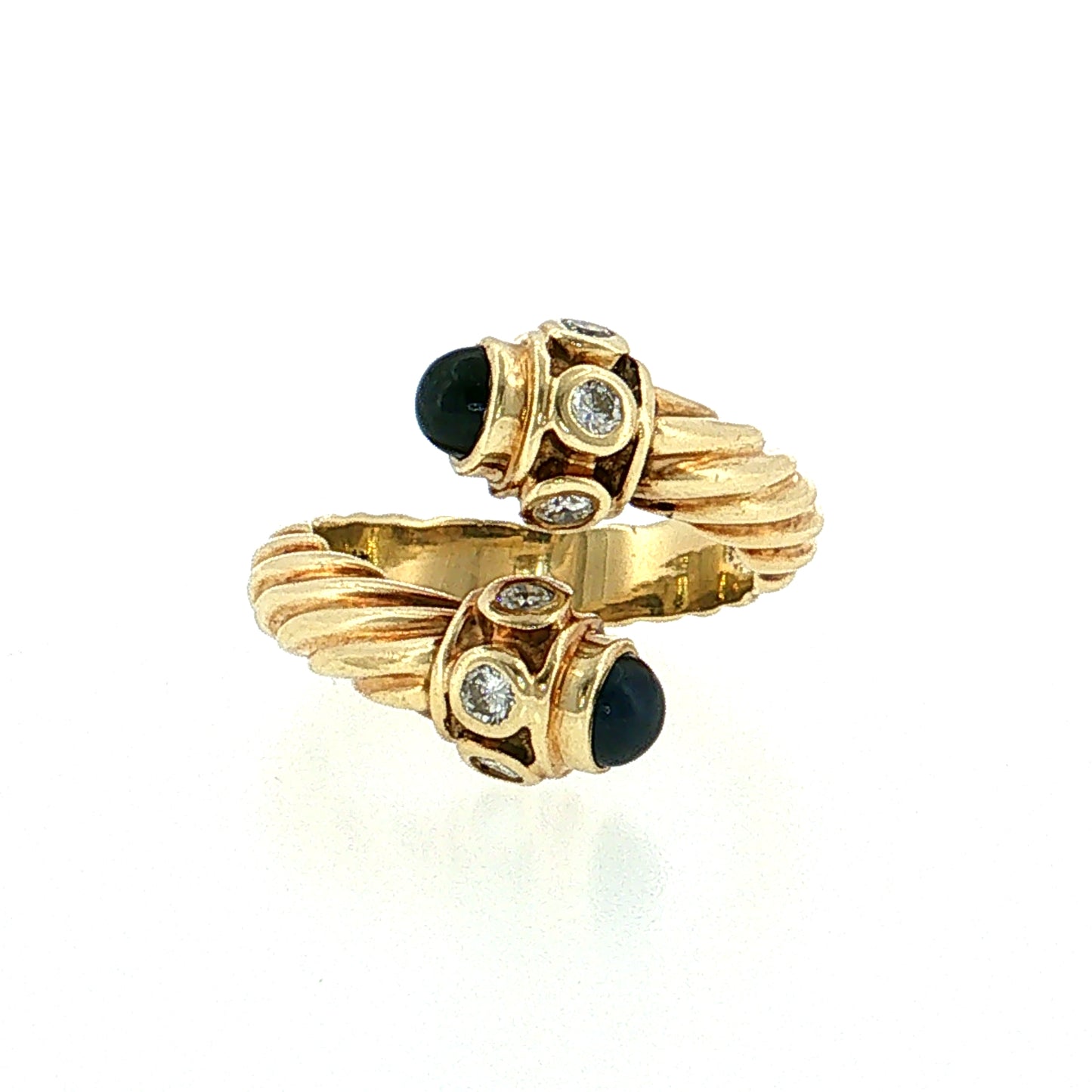 David Yurman Diamond & Sapphire Cable Ring 14k