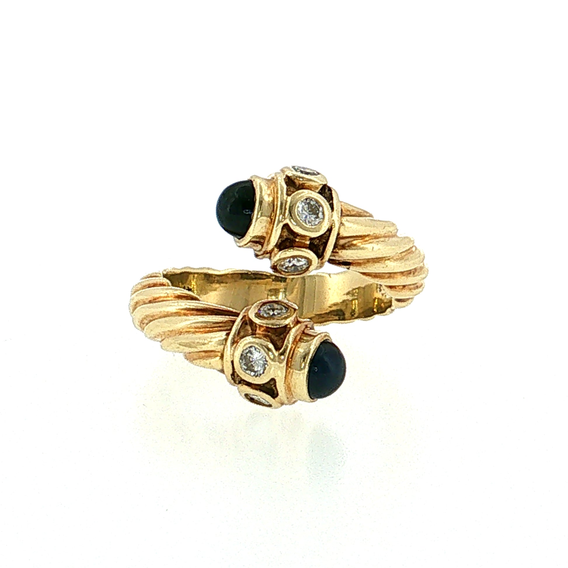 David Yurman Diamond & Sapphire Cable Ring 14k