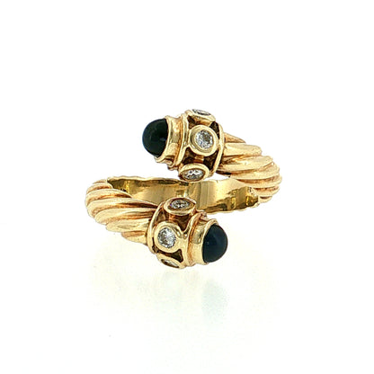 David Yurman Diamond & Sapphire Cable Ring 14k