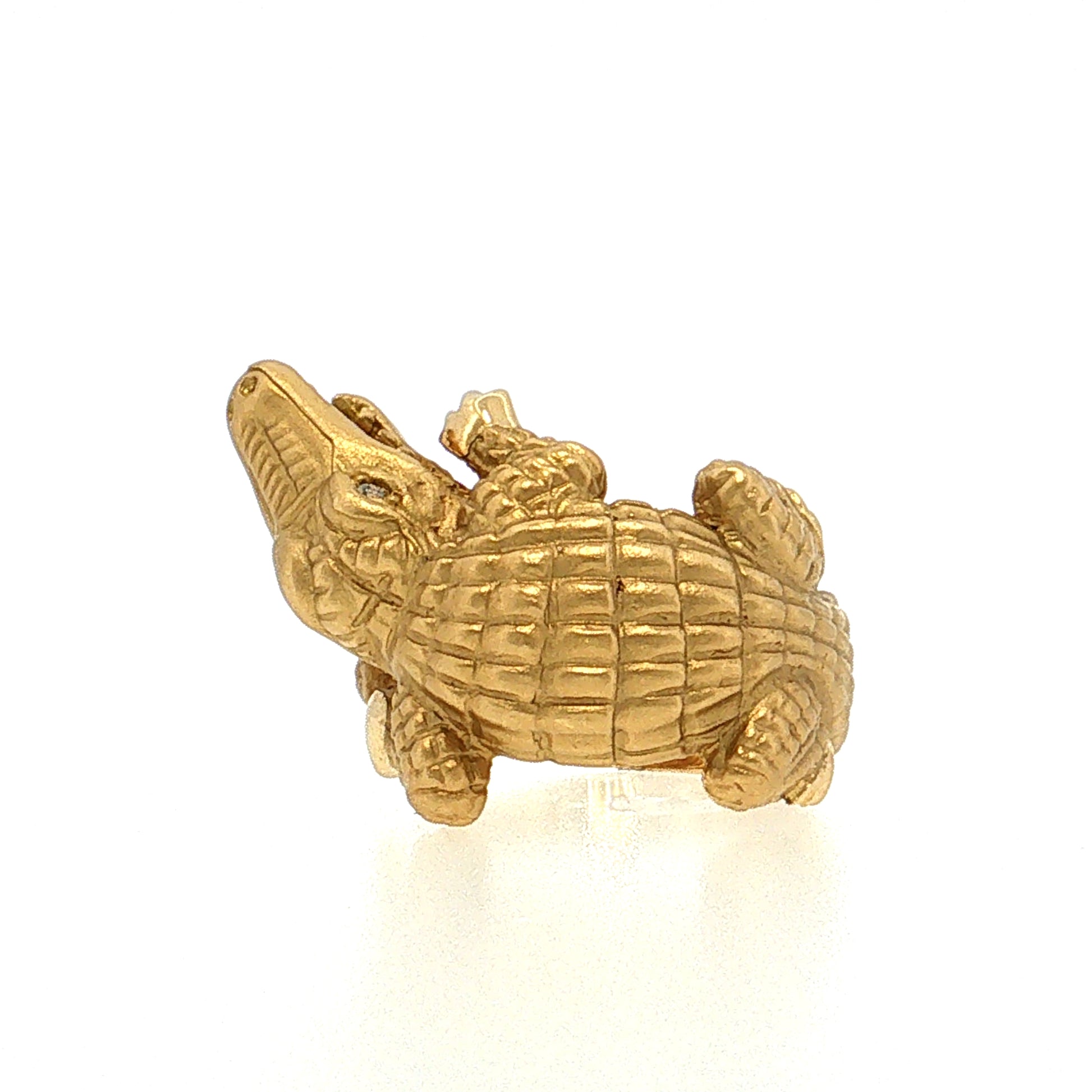 Diamond Alligator Cocktail Ring 18k Yellow Gold