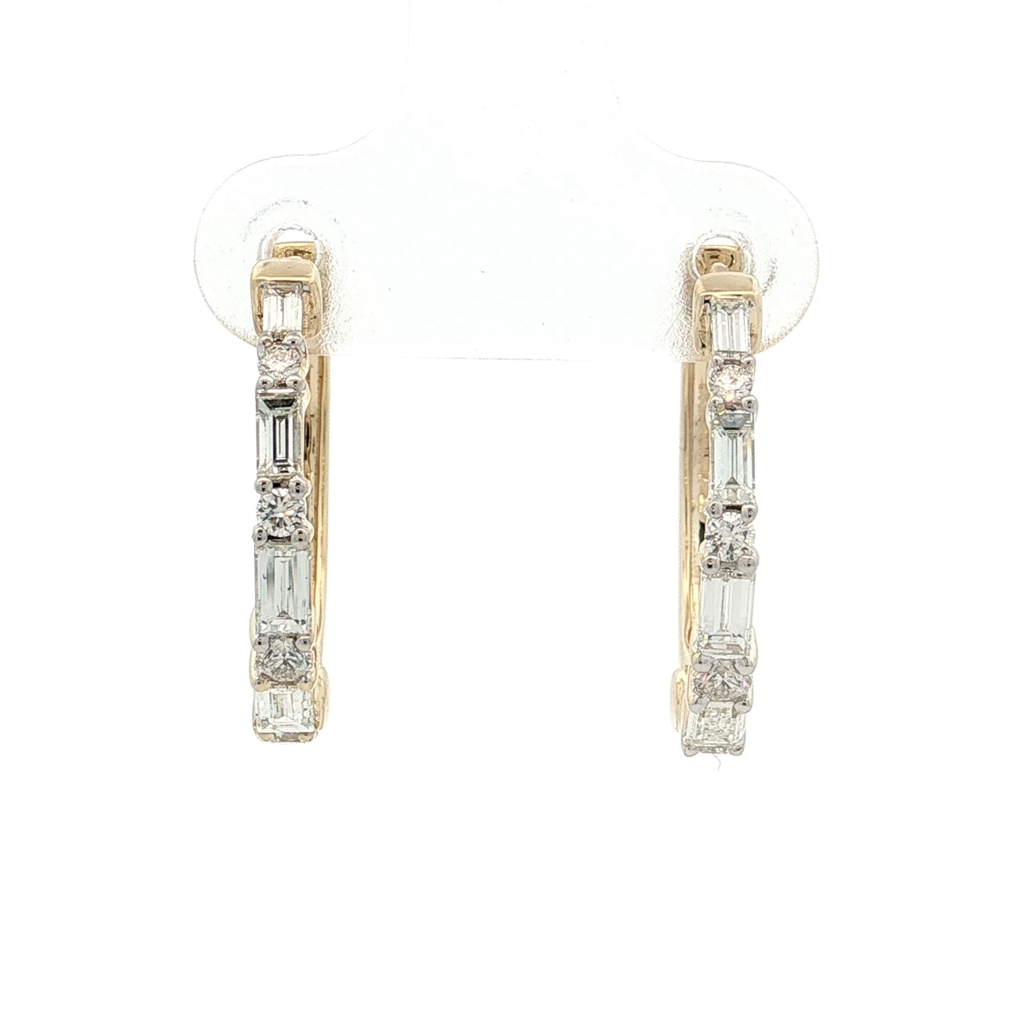 Diamond Baguette Hoop Earrings 14k Yellow Gold