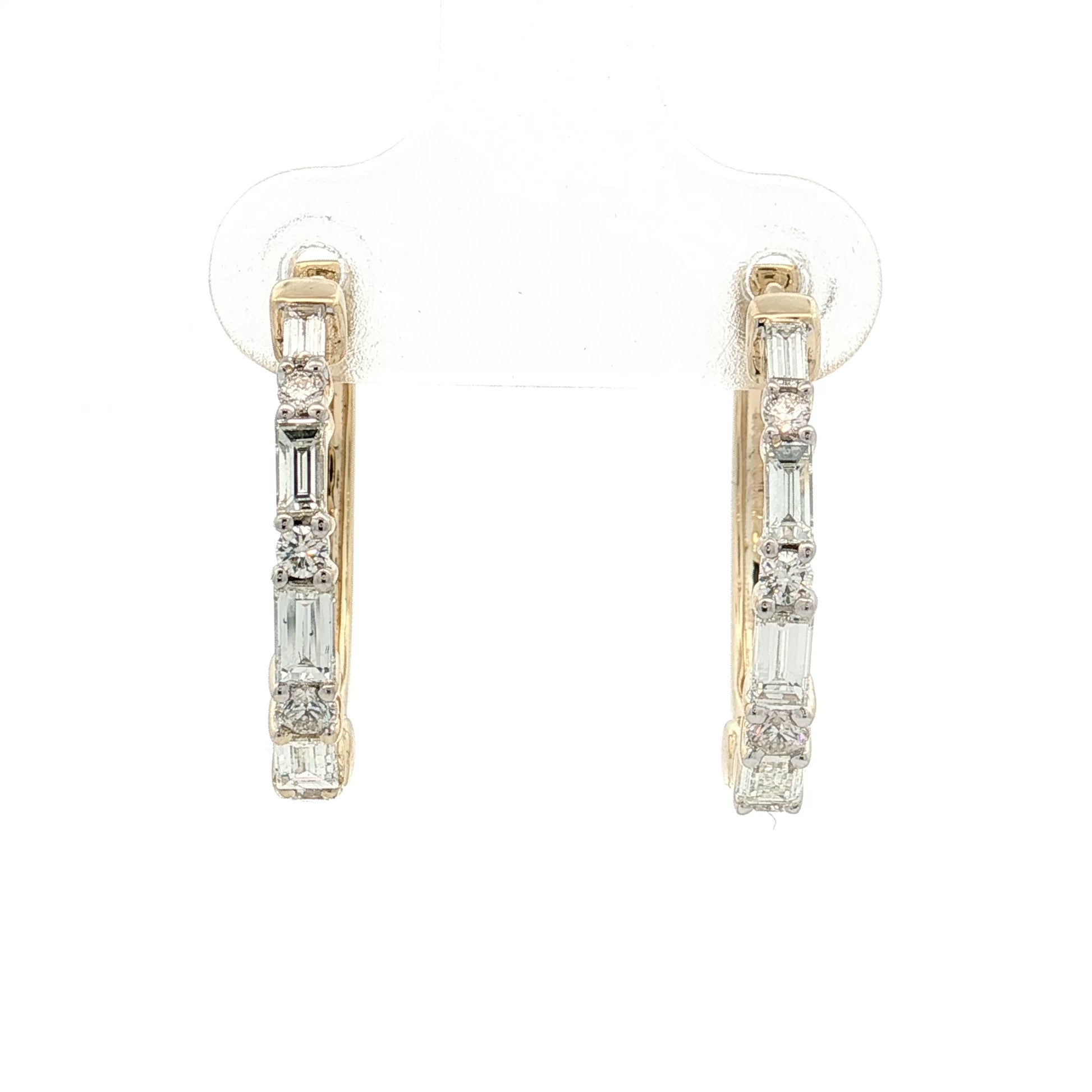 Diamond Baguette Hoop Earrings 14k Yellow Gold