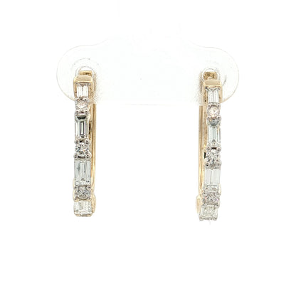 Diamond Baguette Hoop Earrings 14k Yellow Gold