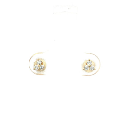 Diamond Cluster Stud Earrings 14k Yellow Gold