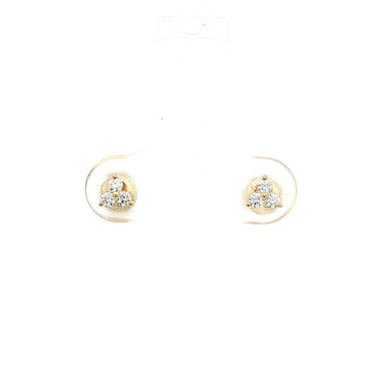 Diamond Cluster Stud Earrings 14k Yellow Gold