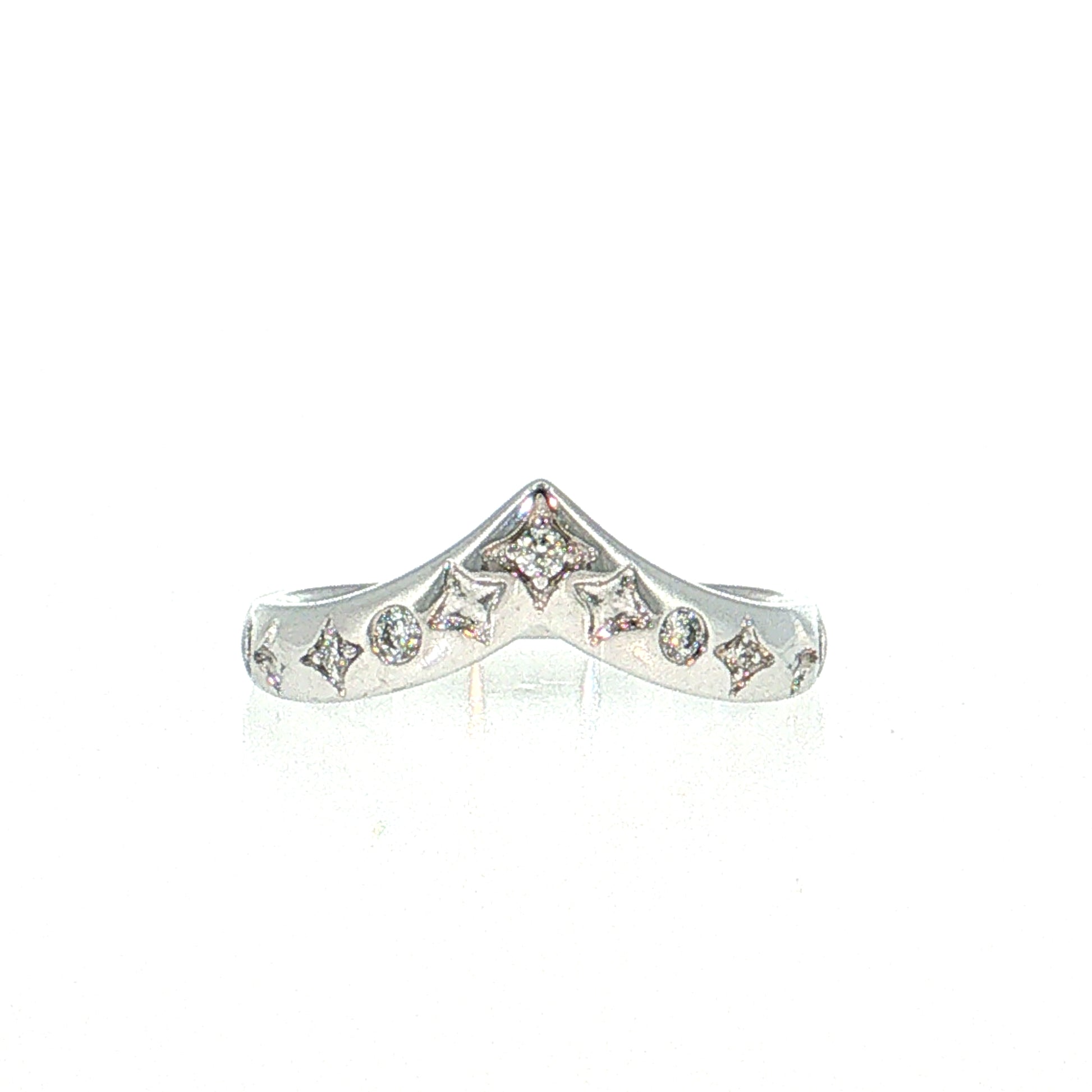 Diamond Contoured Wedding Band 14k White Gold