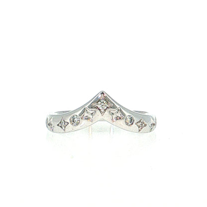 Diamond Contoured Wedding Band 14k White Gold