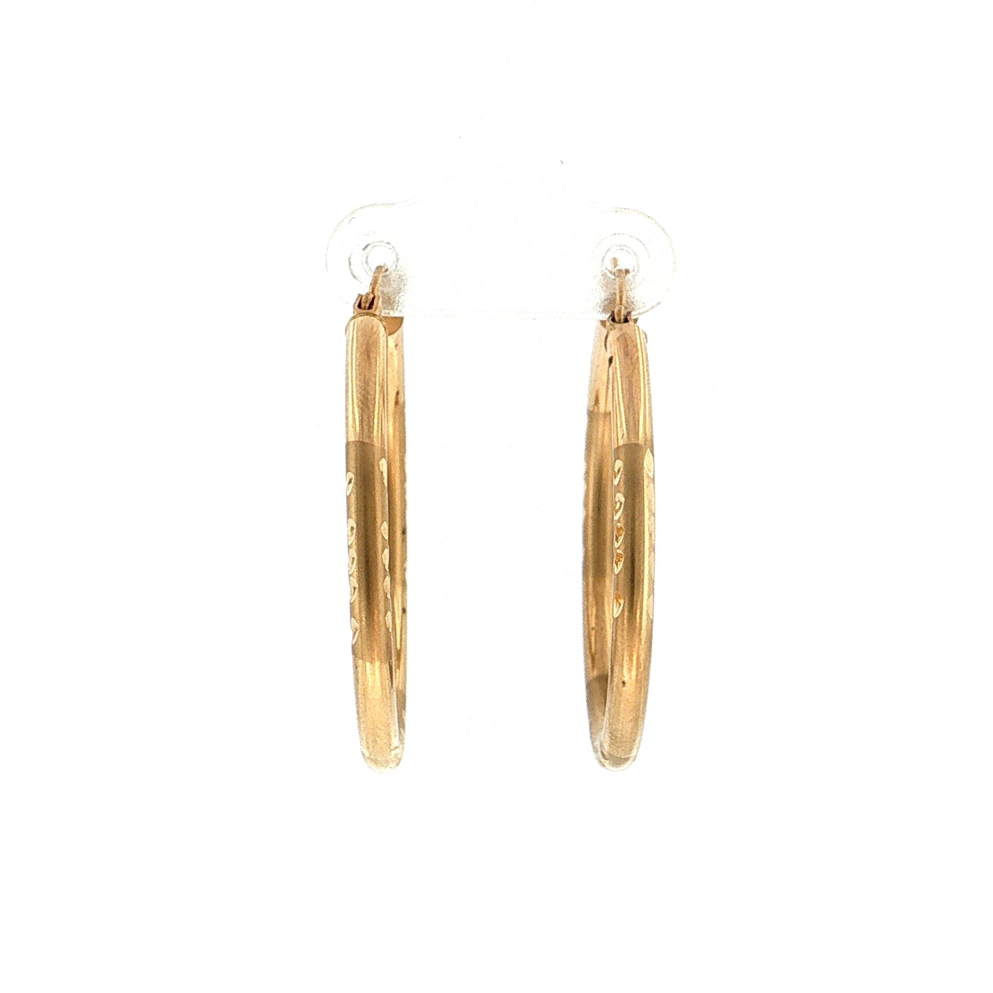 Diamond Cut Hoop Earrings 14k Yellow Gold