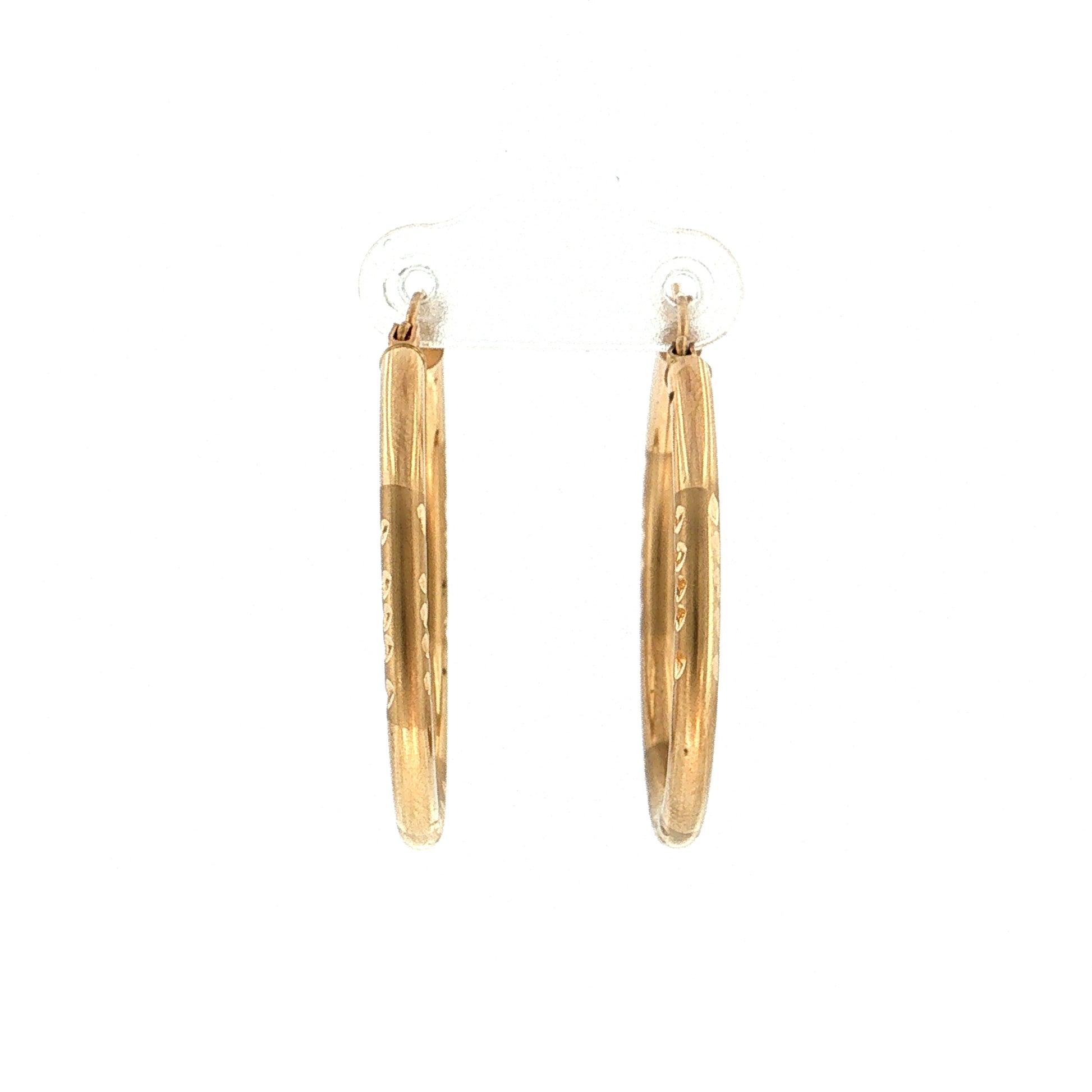 Diamond Cut Hoop Earrings 14k Yellow Gold