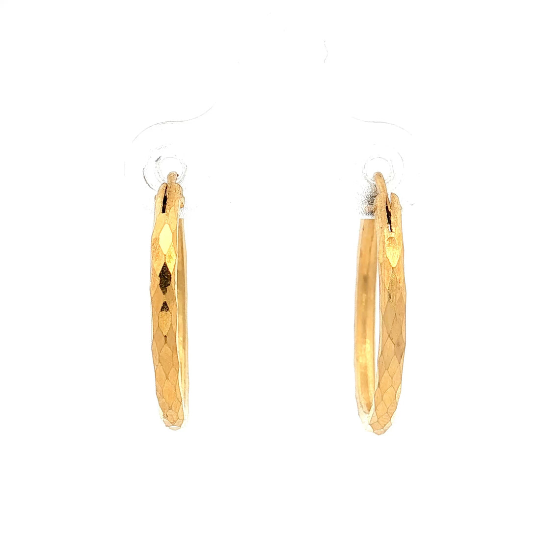 Diamond Cut Pattern Hoop Earrings 18k Yellow Gold