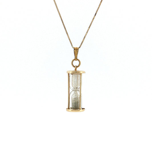 Diamond Dust Hourglass Pendant Necklace 14k Yellow Gold