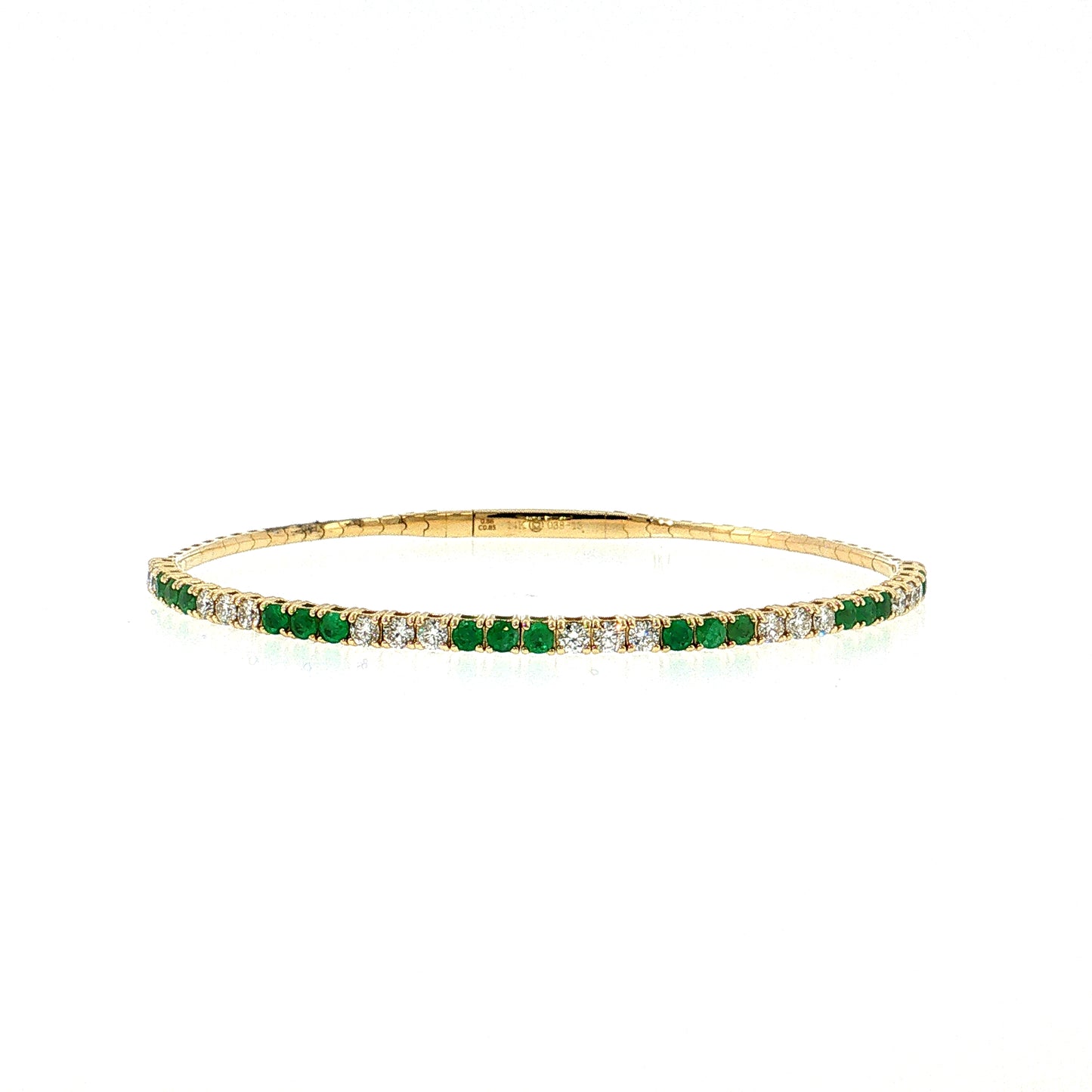 Diamond & Emerald Bangle Bracelet 14k Yellow Gold