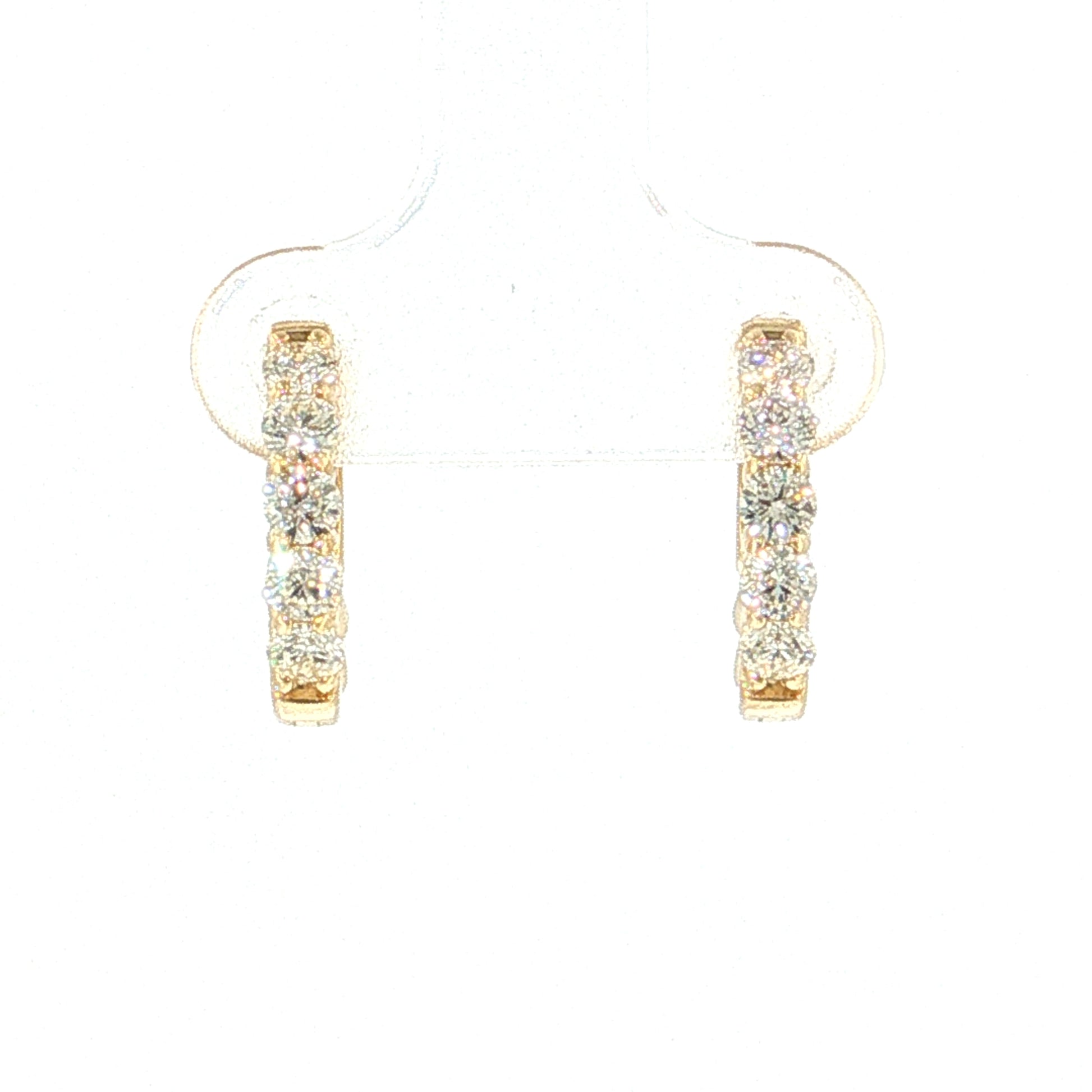 Diamond Huggie Hoop Earrings 14k Yellow Gold