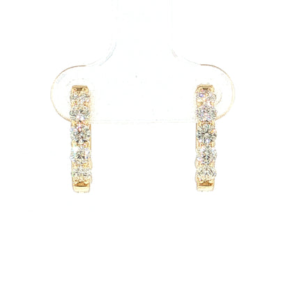 Diamond Huggie Hoop Earrings 14k Yellow Gold