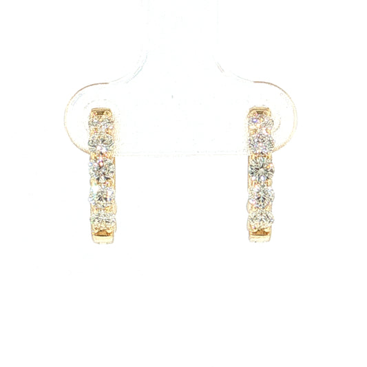 Diamond Huggie Hoop Earrings 14k Yellow Gold
