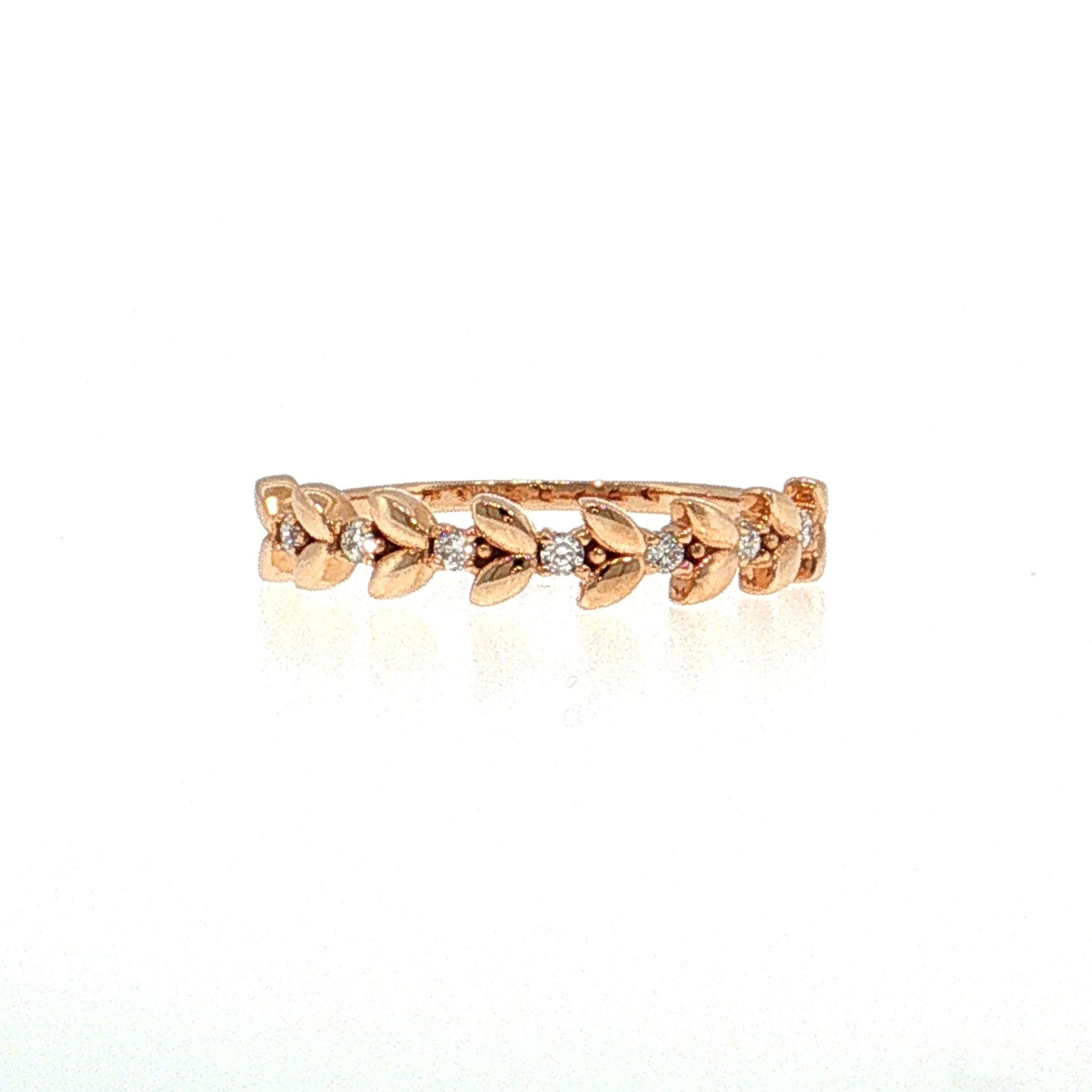 Diamond Leaf Stacking Band 18k Rose Gold