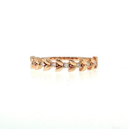 Diamond Leaf Stacking Band 18k Rose Gold