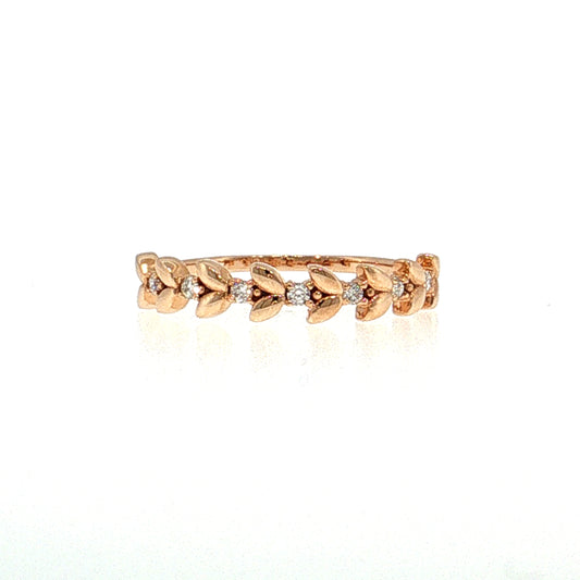 Diamond Leaf Stacking Band 18k Rose Gold