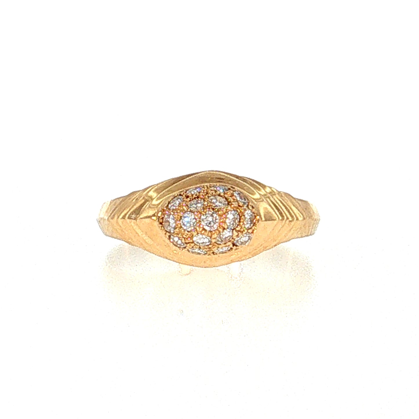 Diamond Pave Dome Cocktail Ring 18k Yellow Gold