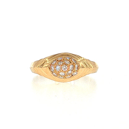 Diamond Pave Dome Cocktail Ring 18k Yellow Gold