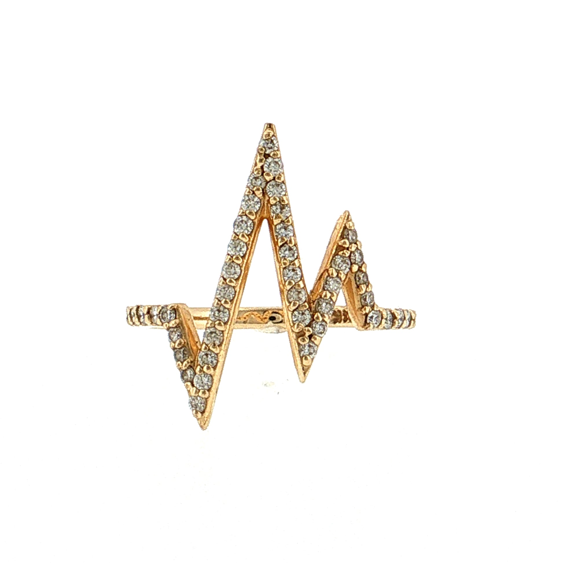 Diamond Pave Heartbeat Cocktail Ring 14k Yellow Gold