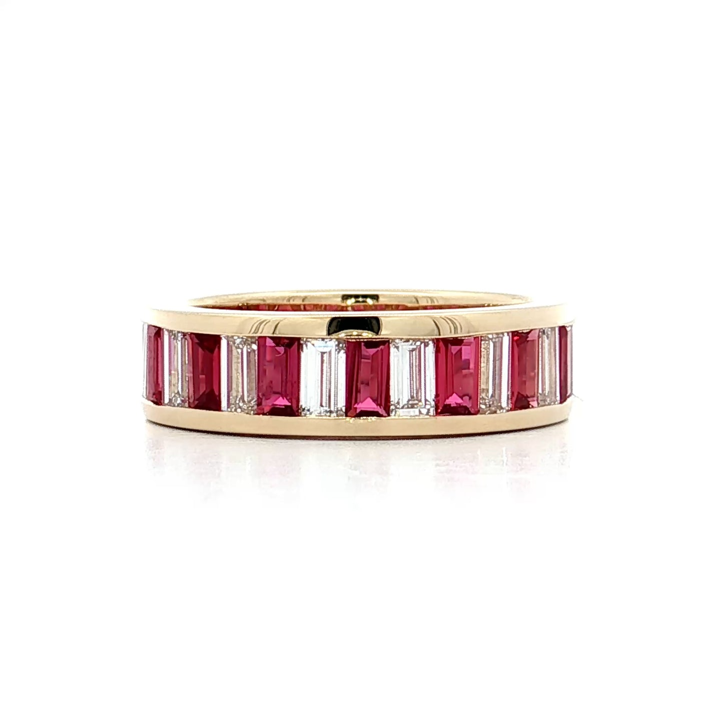Diamond & Ruby Eternity Band in 14k Yellow Gold