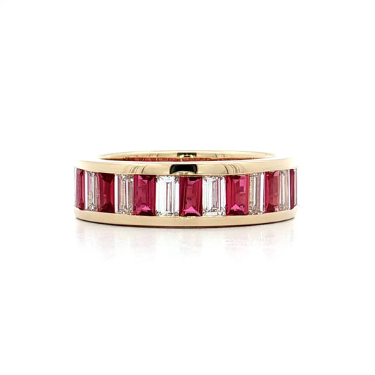 Diamond & Ruby Eternity Band in 14k Yellow Gold