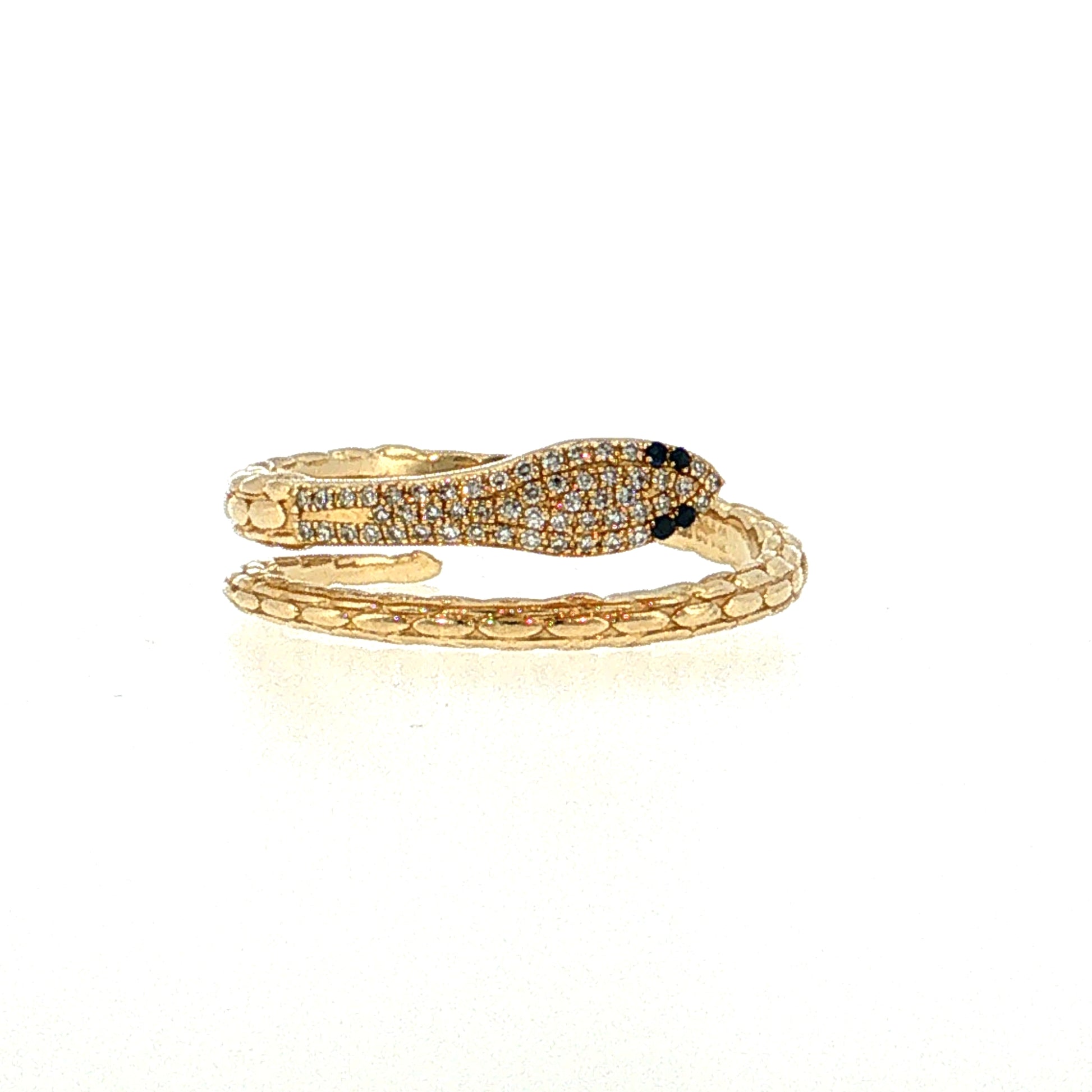 Diamond & Sapphire Snake Stacking Ring 14k