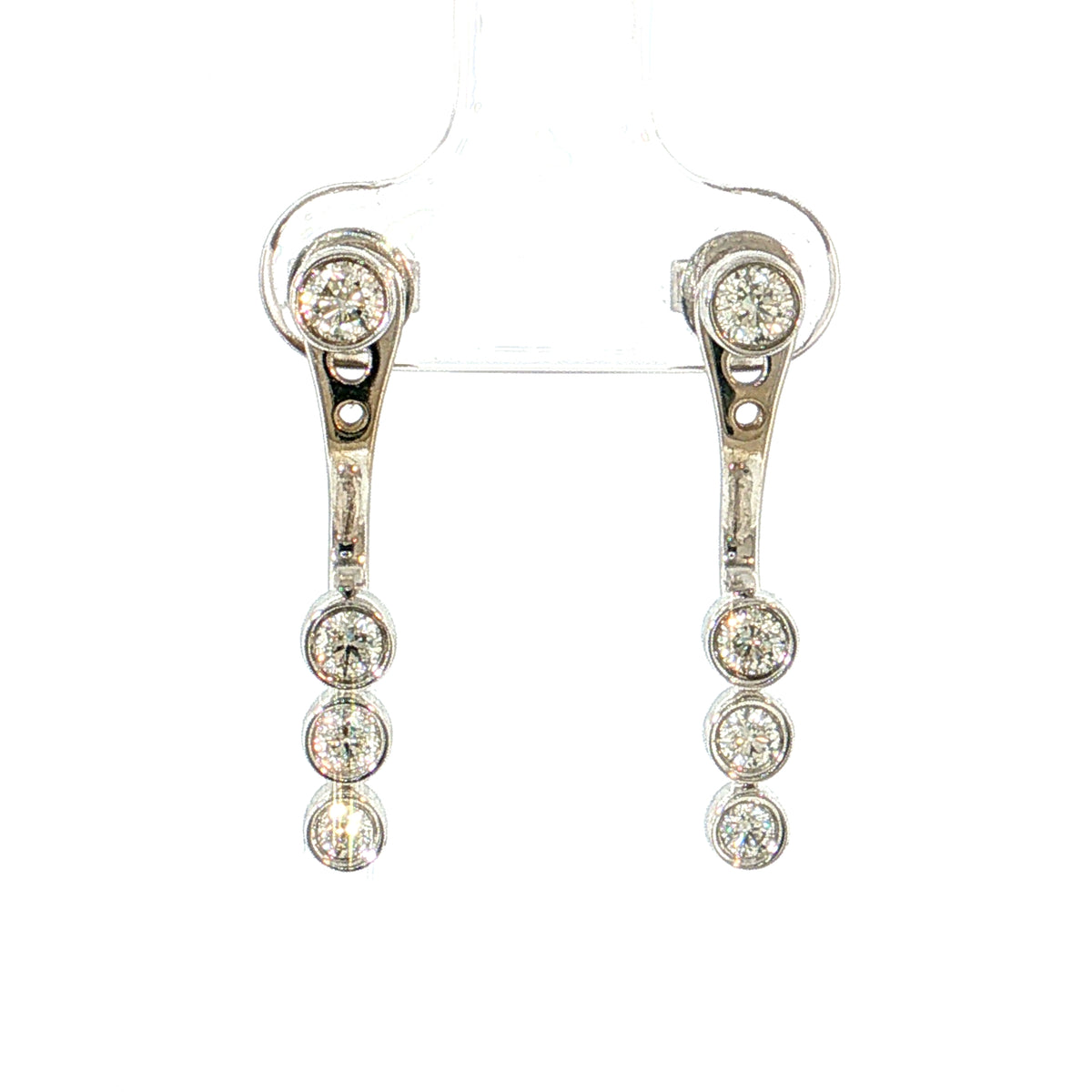 Diamond Stud Earrings w/ Diamond Jacket 14k White Gold