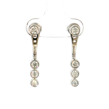 Diamond Stud Earrings w/ Diamond Jacket 14k White Gold