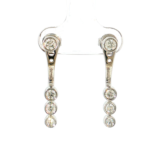 Diamond Stud Earrings w/ Diamond Jacket 14k White Gold