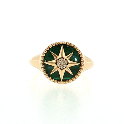 Effy Malachite Diamond Compass Cocktail Ring 14k