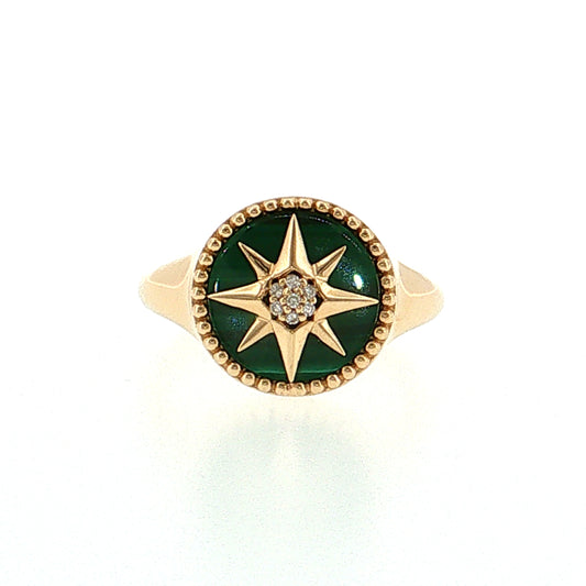 Effy Malachite Diamond Compass Cocktail Ring 14k