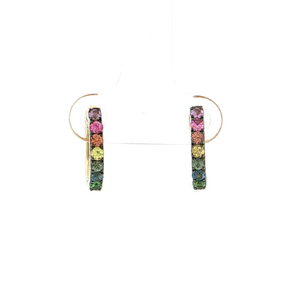 Effy Rainbow Sapphire Huggie Hoop Earrings 14k