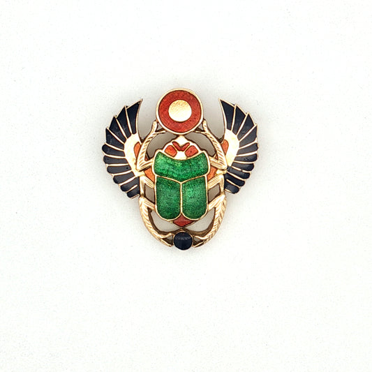 Egyptian Scrab Pendant in 18k Yellow Gold