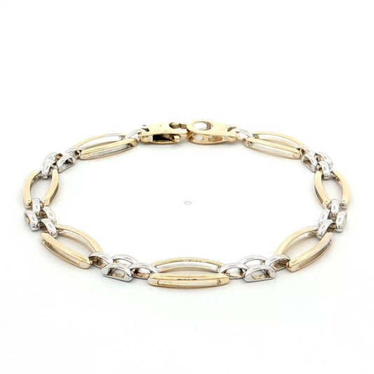 Elongated Oval Link Chain Bracelet 14k Two-Tone Gold