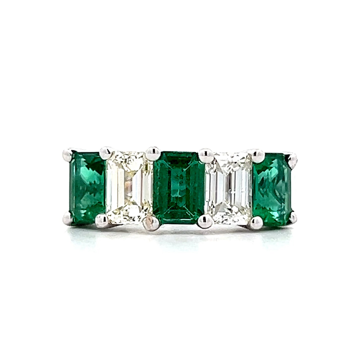 Emerald Cut Emerald & Diamond Band in 18k