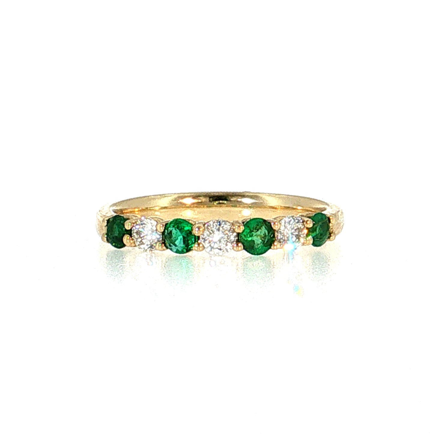 Emerald & Diamond Half-Eternity Wedding Band 14k