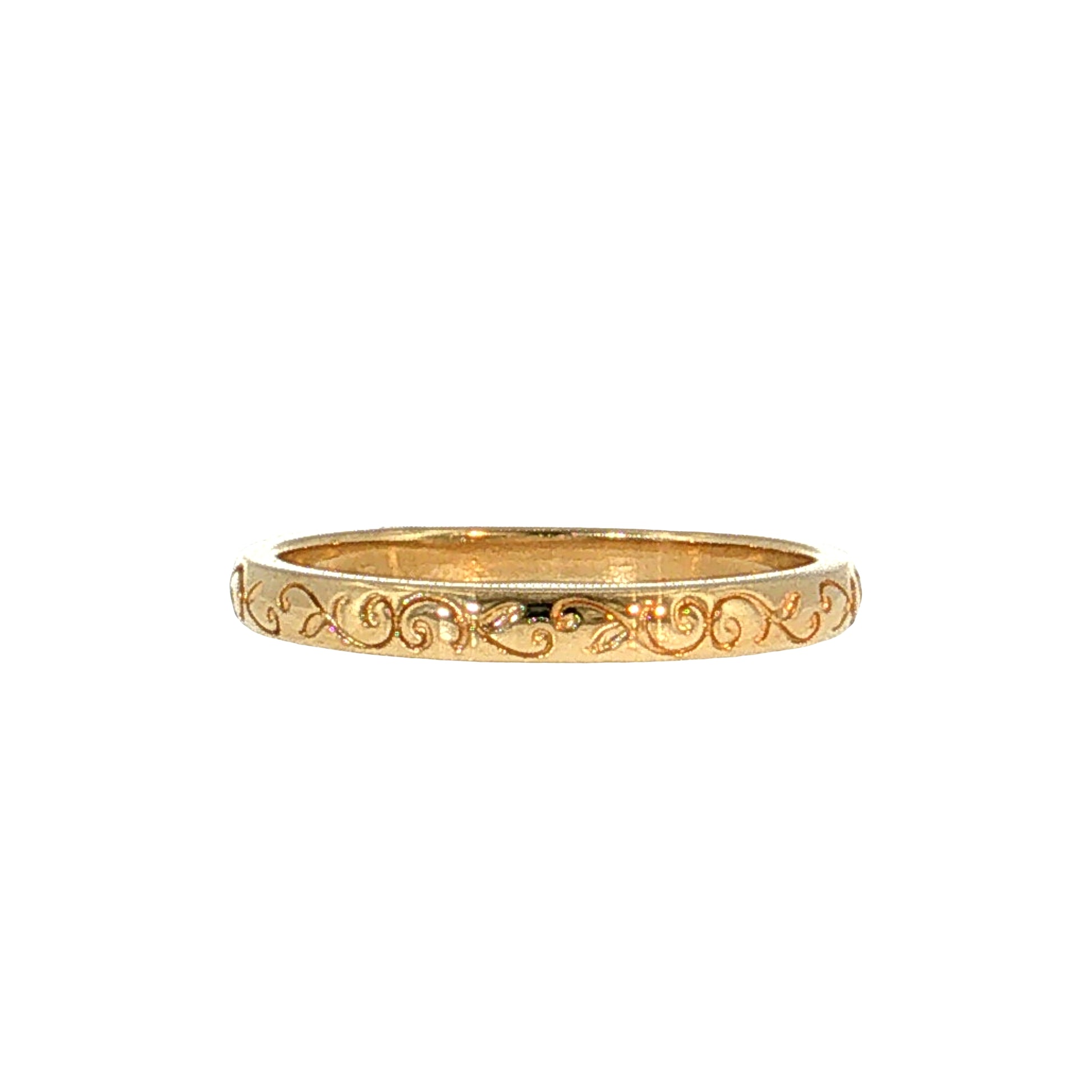 Engraved Filigree Wedding Band 14k Rose Gold